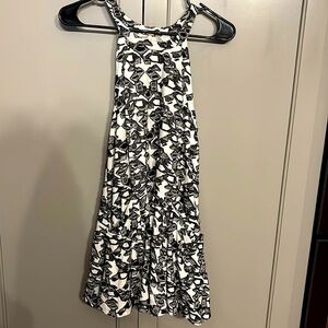 Free People Black White Halter Mini Dress SM Pockets